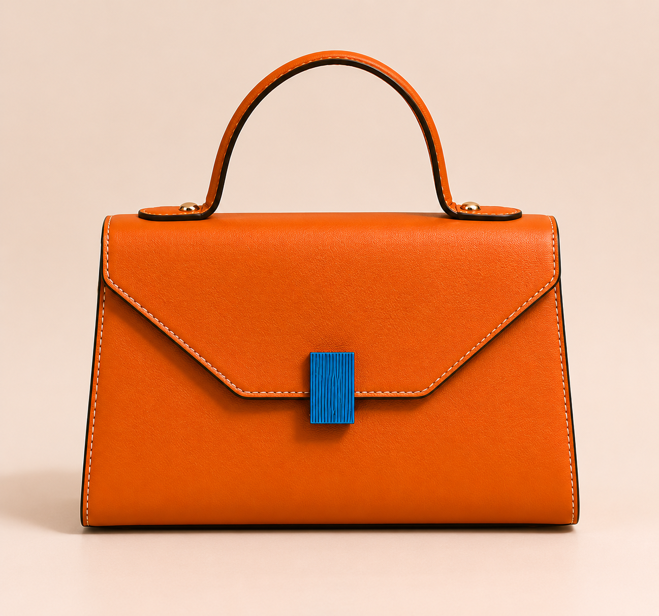 Anovya Tan Structured Top Handle Bag - Image 2