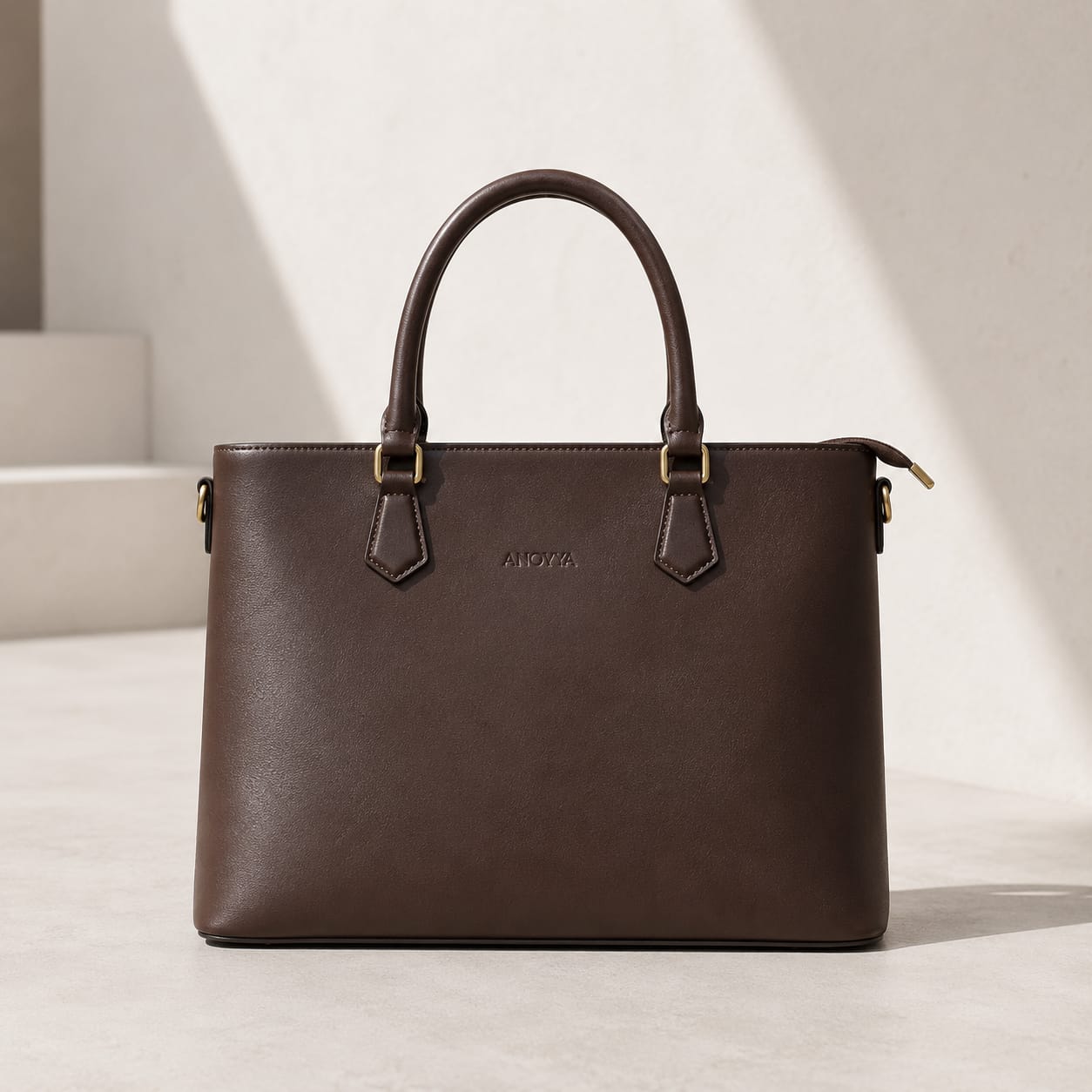Anovya Chocolate Brown Shoulder Tote Bag