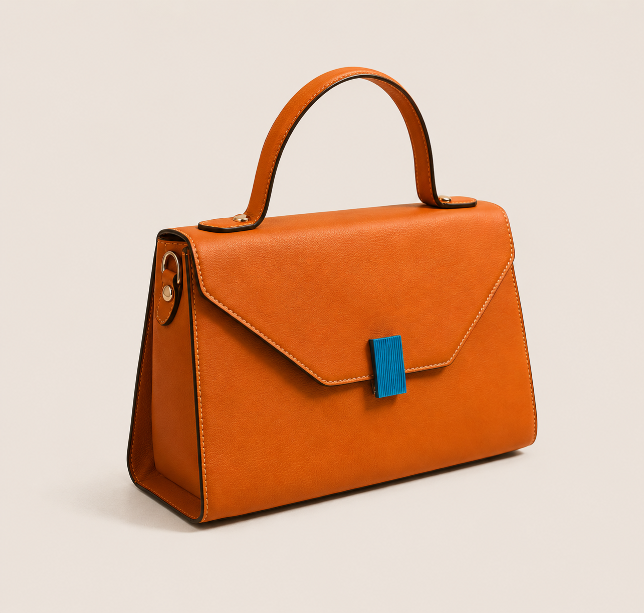 Anovya Tan Structured Top Handle Bag