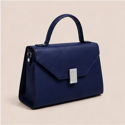 Anovya Navy Blue Structured Top Handle Handbag