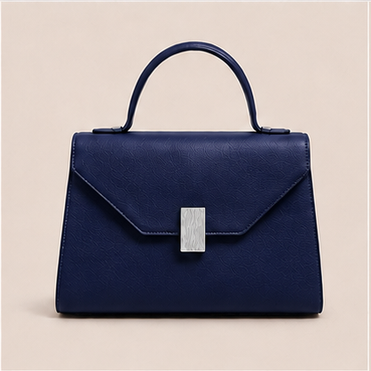Anovya Navy Blue Structured Top Handle Handbag - Image 3