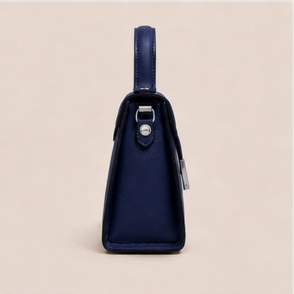 Anovya Navy Blue Structured Top Handle Handbag - Image 4