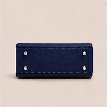 Anovya Navy Blue Structured Top Handle Handbag - Image 6