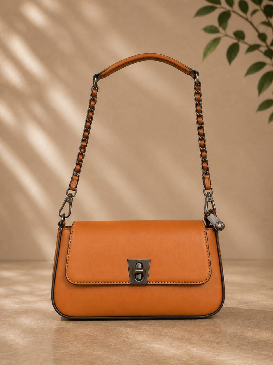 Anovya Tan Vegan Leather Sling Bag