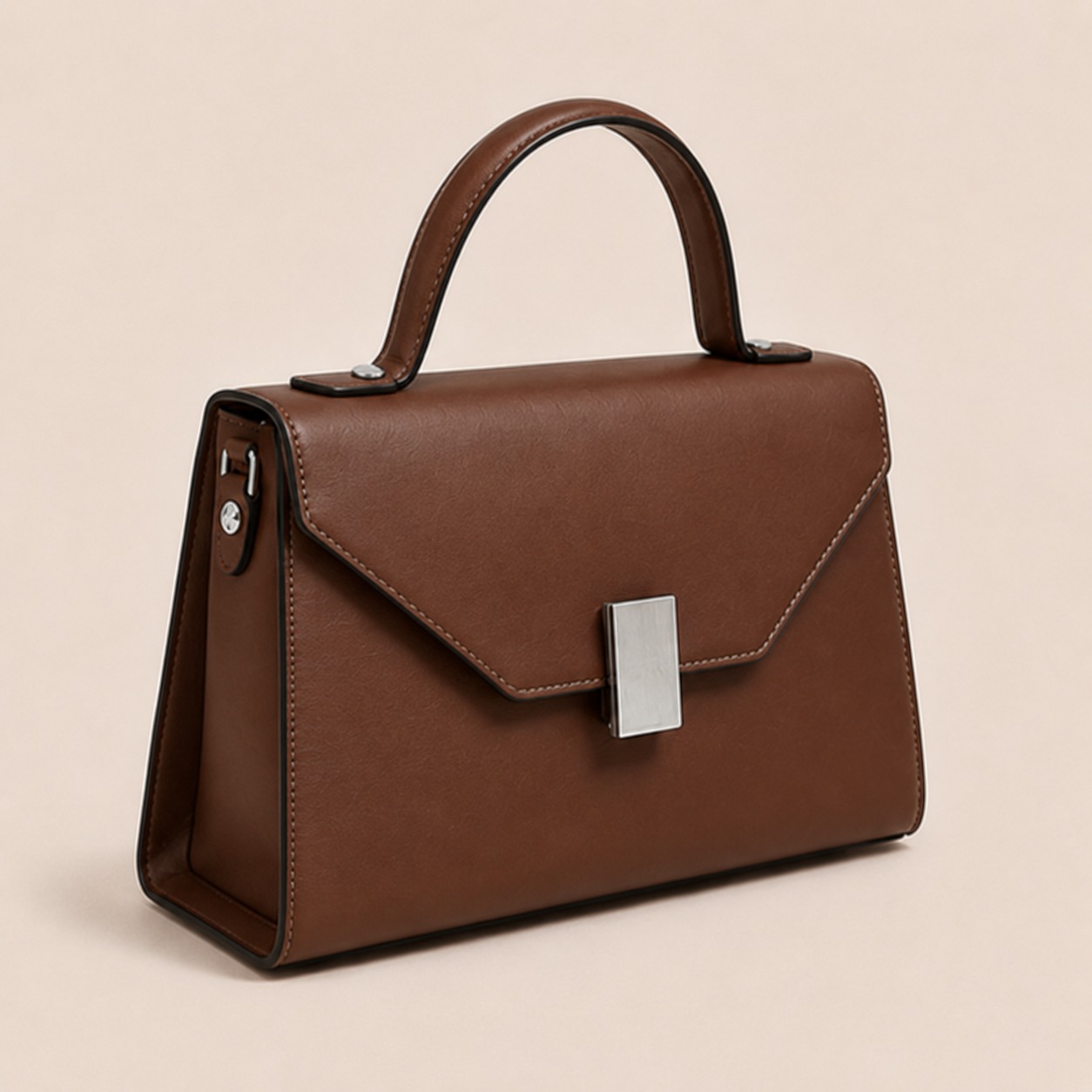 Anovya Chocolate Brown Structured Handbag